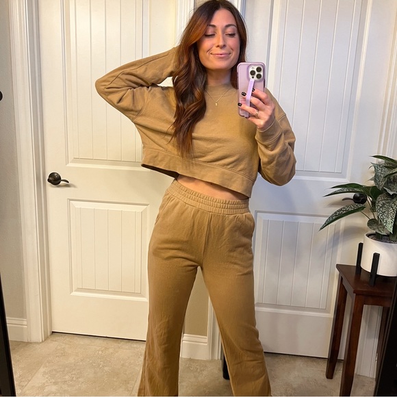 nuuds wideleg sweatpants and cropped sweatshirt set, cinnamon S - Picture 2 of 10